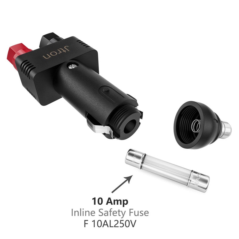 Jtron Dc 12v 10a Male Cigarette Lighter Plug with Power Wiring Cable Car to Take Power Black Power Cord for Inverter - Image 4